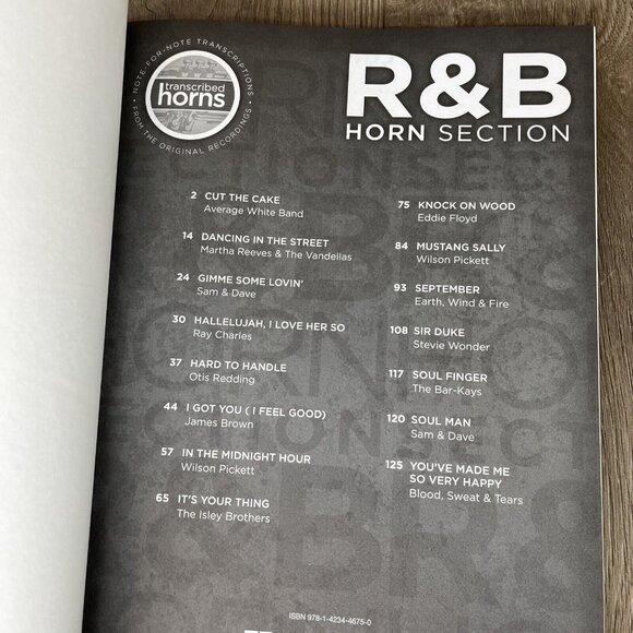 R&B Horn Section Transcribed Horns Sheet Music Book Hal Leonard - Picture 5 of 6